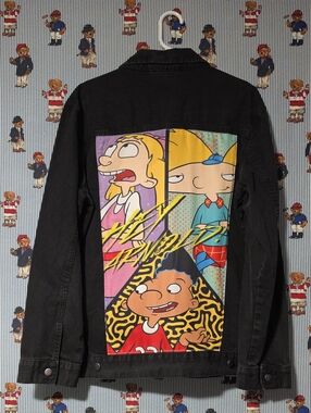 Hey Arnold Nickelodeon Black Denim Jacket Large